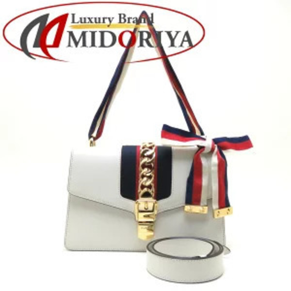 Gucci Sylvie Shoulder Bag Leather Ivory White